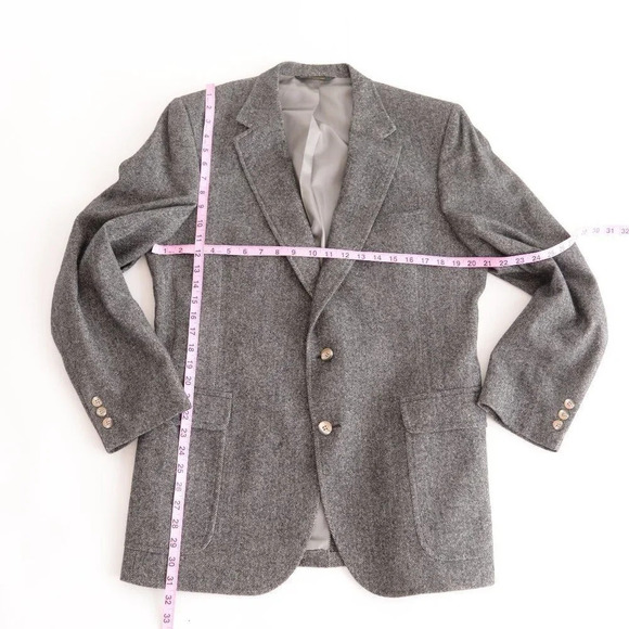 Vintage '90s Jacobson's Grey Tweed Double Button 100% Camel Hair Blazer 42R - Picture 4 of 16
